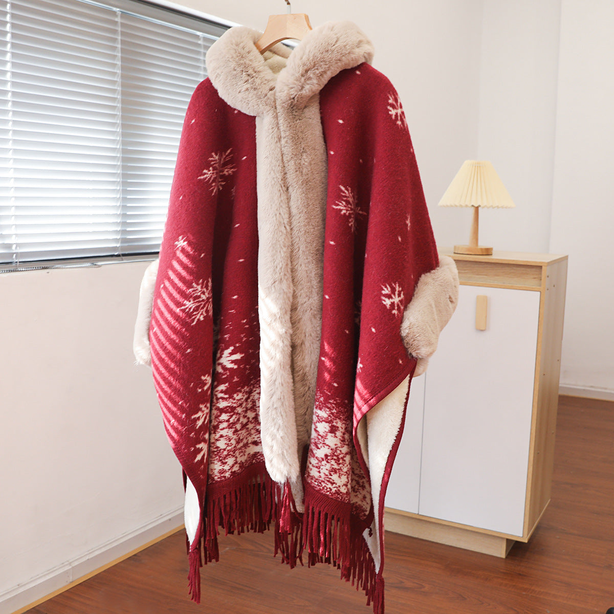 Christmas Red Velvet Hoodies Overcoat for Women