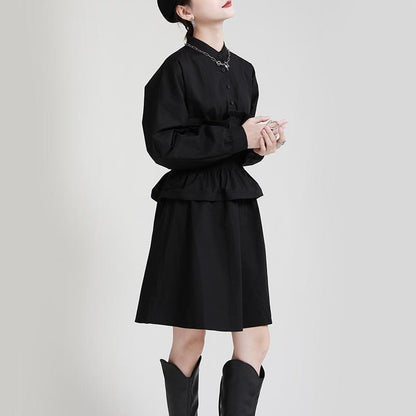 Women Ruffled Slim Waist Long Sleeves Fall Dresses
