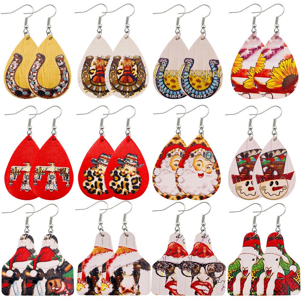 Christmas Vintage Animal Print Earrings 2 Sets