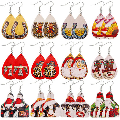 Christmas Vintage Animal Print Earrings 2 Sets