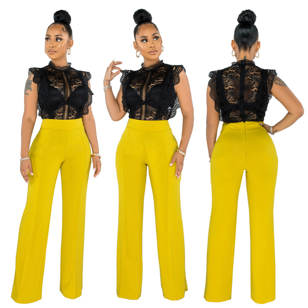 Sexy Back Zippered Wide Legs Pants
