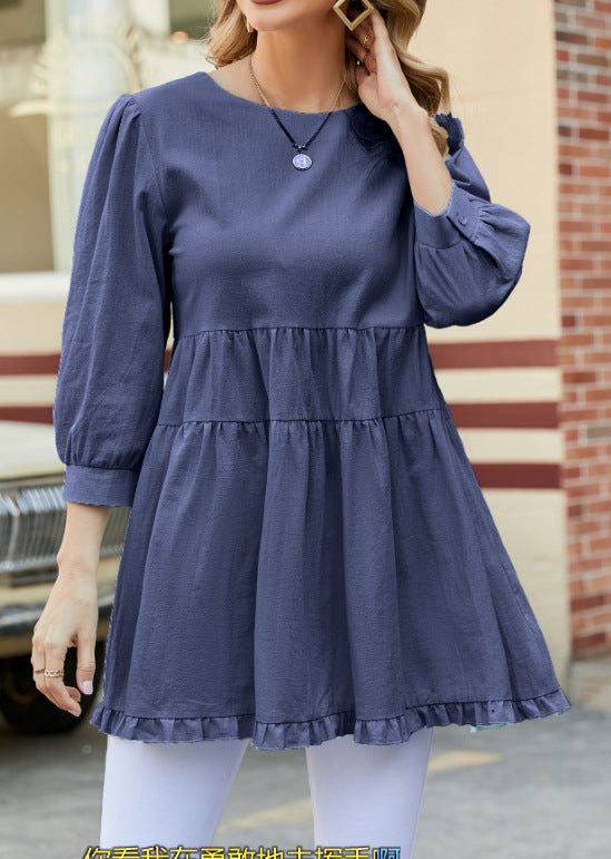 Casual 3/4 Length Sleeves Women Top Blouses