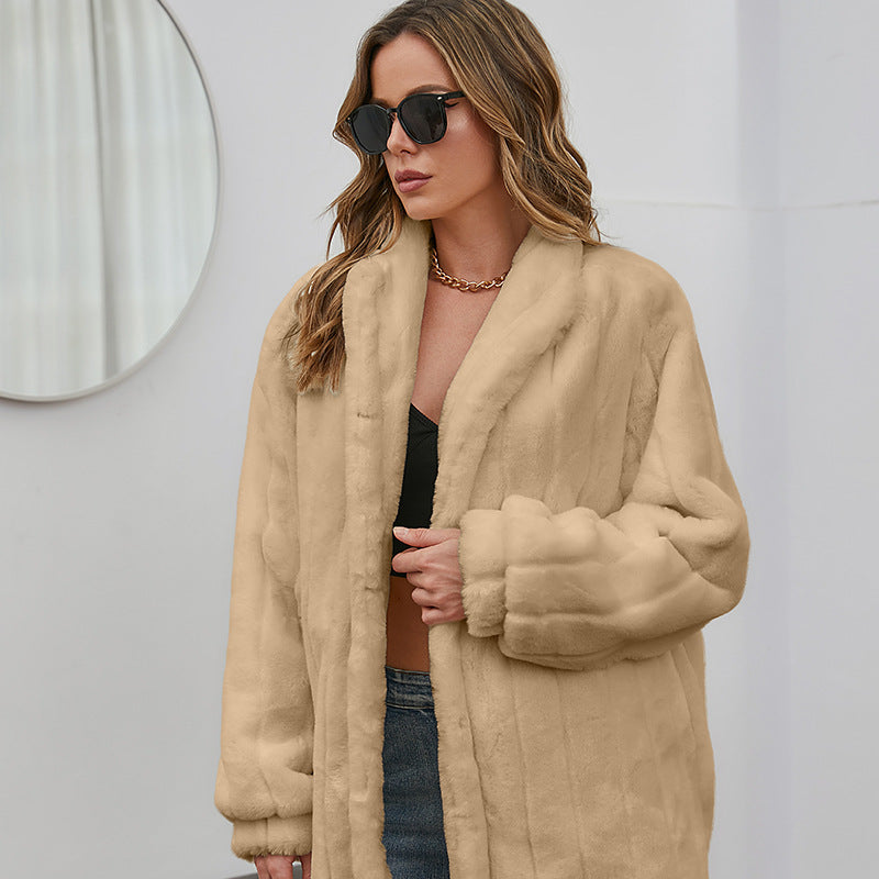 Winter Velvet Artificial Fur Coats for Women