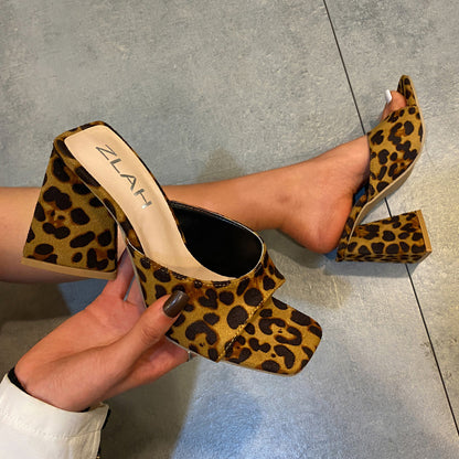 Women Chunky Heels Plus Sizes Slippers