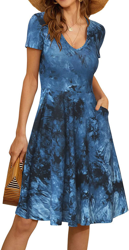 Casual Summer Sunflower Print Daily Women Sun Dresses