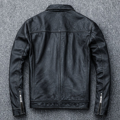 Vintage Motorcycle Cowhide Leather Jackets for Men