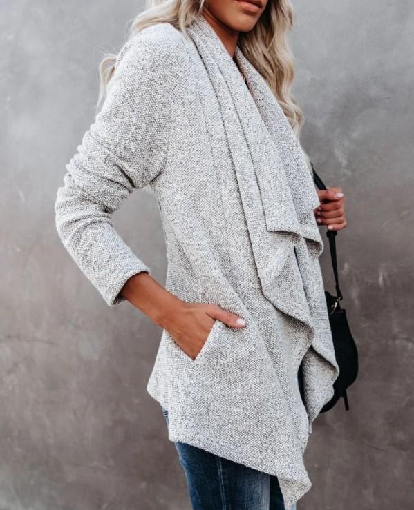 Casual Pocket Midi Length Fall Overcoat-STYLEGOING
