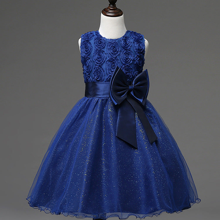 3D Rose Flower Princess Girls Dresses