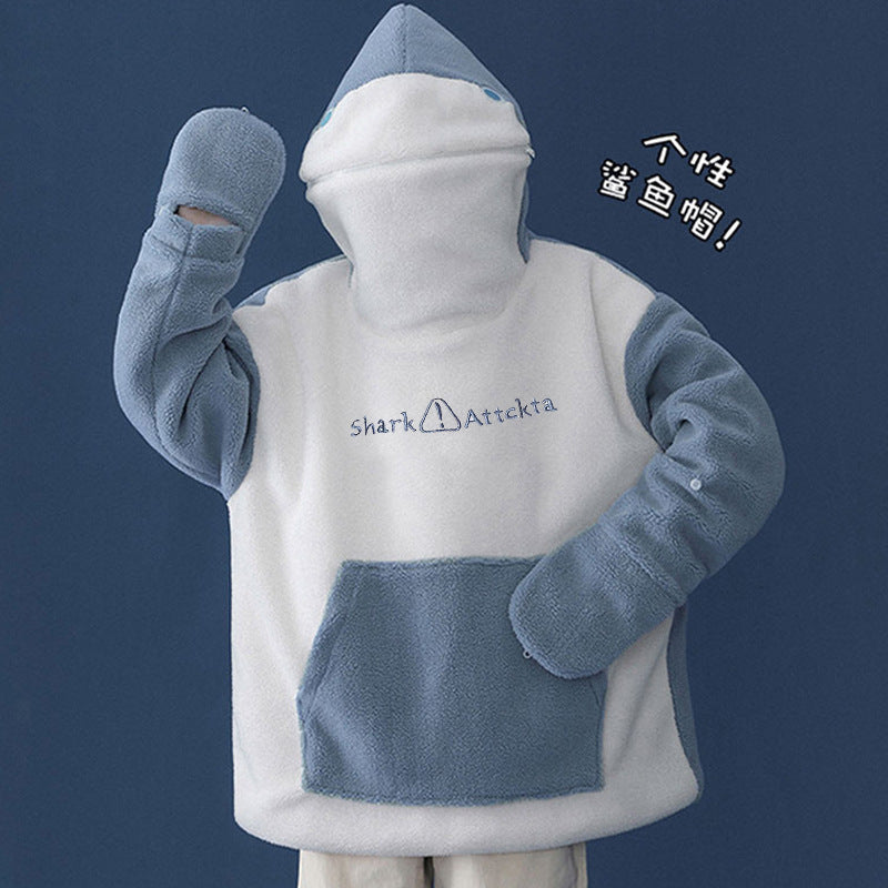 Warm Shark Fleece Plus Sizes Hoodies Top