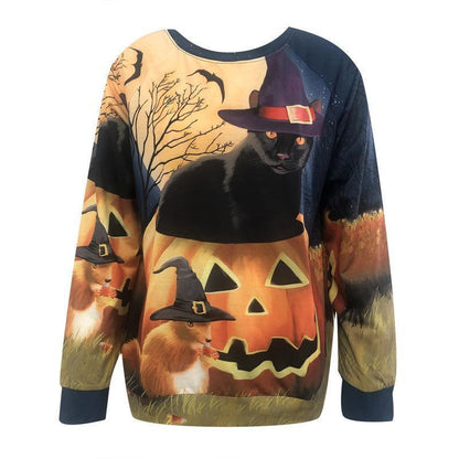 Halloween 3D Pumpkin Print Women Hoodies