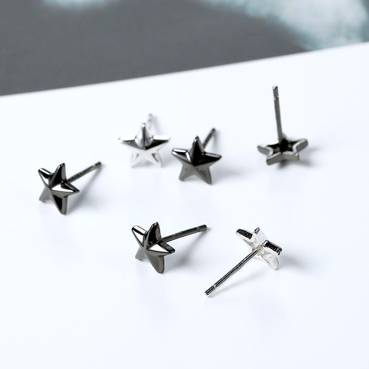 Cute Small Star Design Sliver Earrings Stud