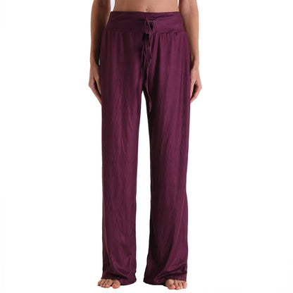Casual Bandage Solid Loose Homewear Pajamas Pants