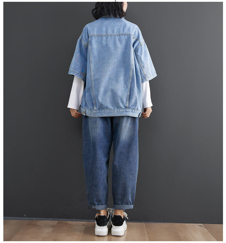 Casual Plus Sizes Fall Denim Vest for Women