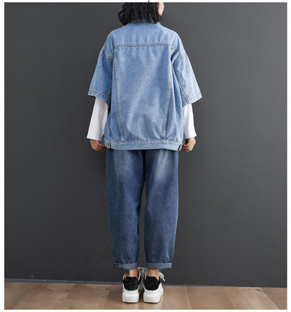 Casual Plus Sizes Fall Denim Vest for Women