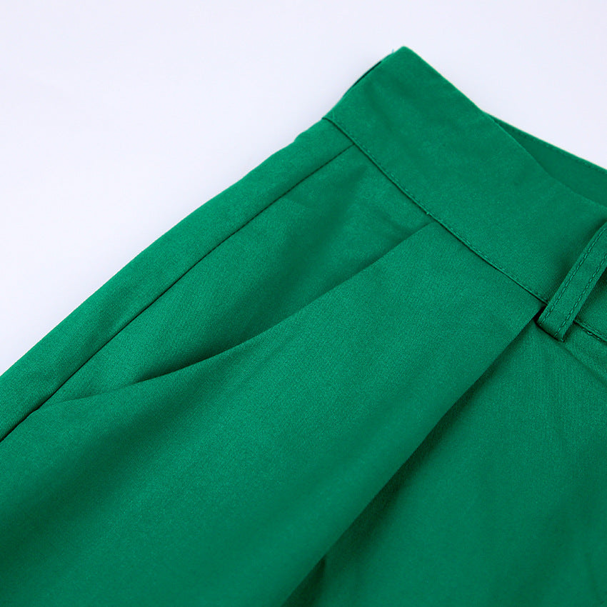 Sexy Summer Cotton Green Crop Tops and Pants Sets