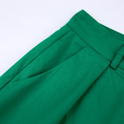 Sexy Summer Cotton Green Crop Tops and Pants Sets