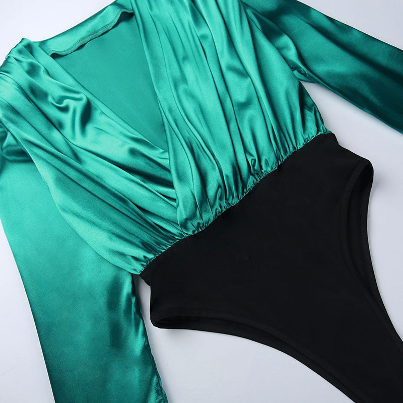 Sexy Deep V Neck Long Sleeves Shirts Jumpsuits