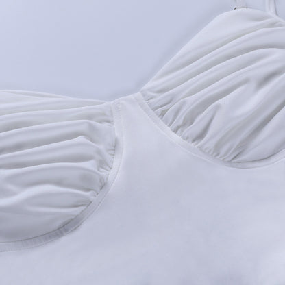 Sexy Pleated Strapless Short Slip Halter Dresses