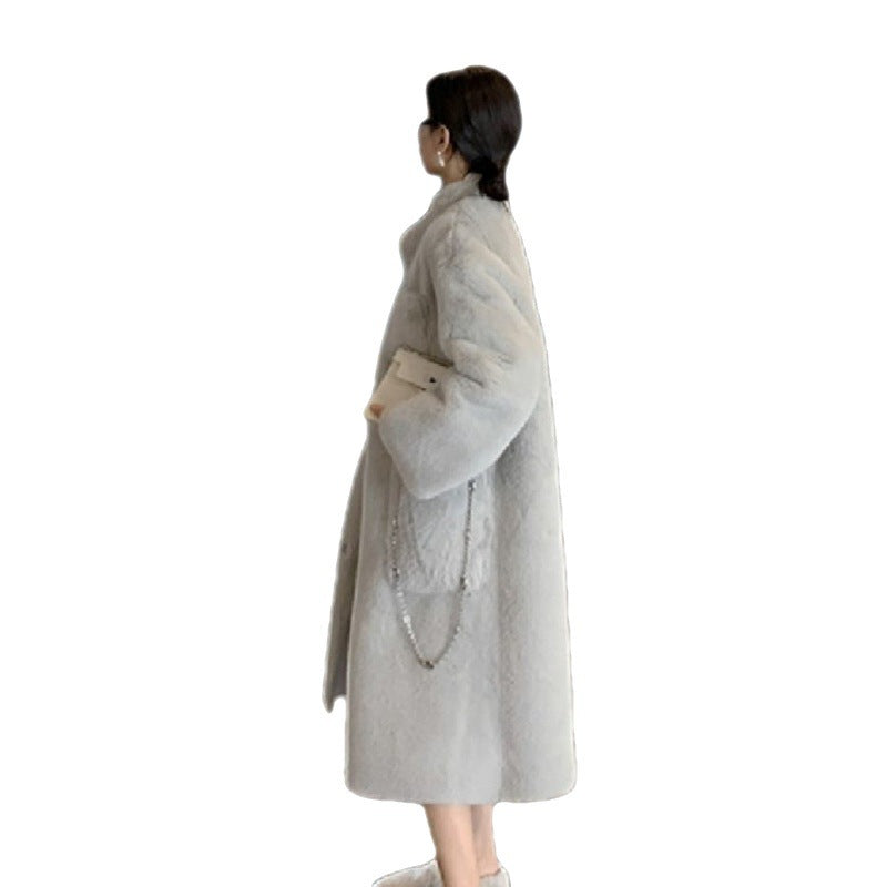 Winter Soft Warm Artificial Fur Long Overcoats for Women