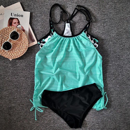 Fashion Conserved Crop Top Tankini Swimsuit-STYLEGOING