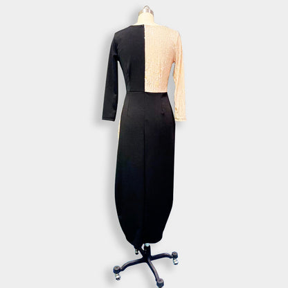 Sexy Long Sleeves Black and Gold Women Party Dresses