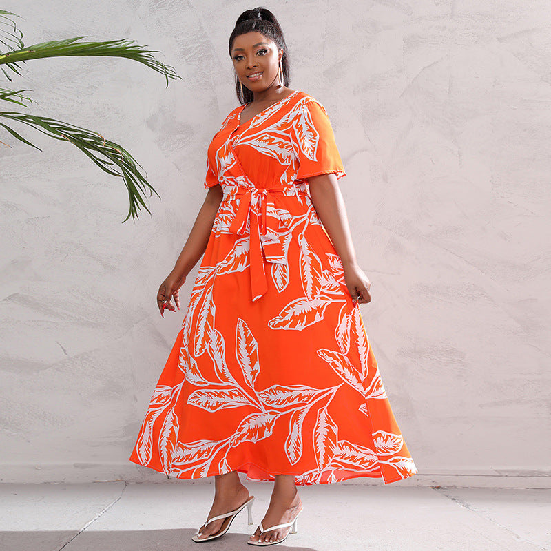Women Floral Print Plus Sizes Dresses