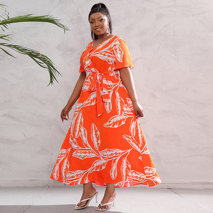 Women Floral Print Plus Sizes Dresses