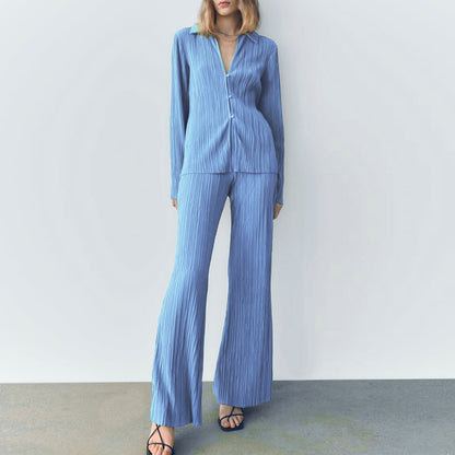 Casual Summer Long Sleeves Shirts and Pants Sleepwear