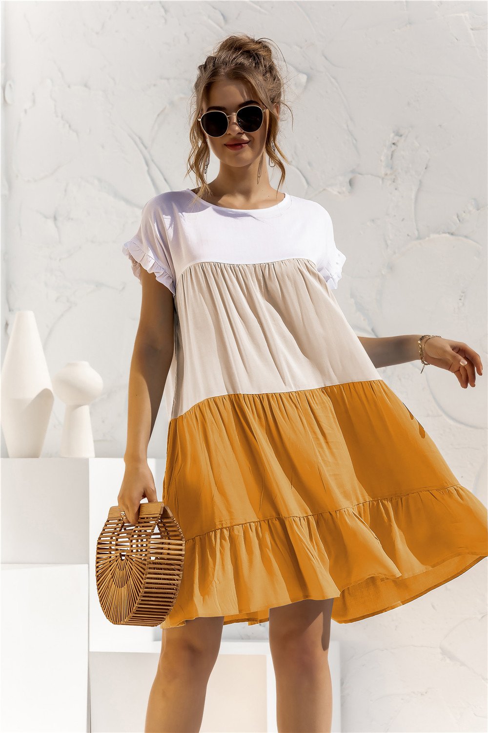 Summer Leisure Ruffled Daily Short Dresses-STYLEGOING