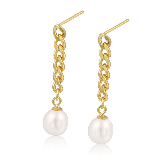 Fashion Sterling Silver Tassel Earring with Pearl E1335