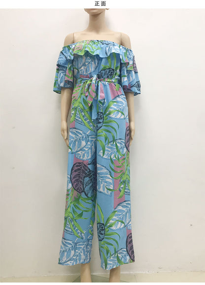 Sexy One Shoulder Chiffon Summer Beach Jumpsuits