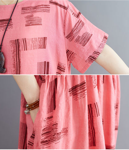 Summer Linen Short Sleeves Long Cozy Dresses