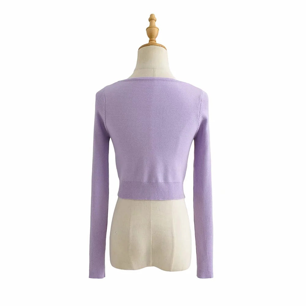 Elegant Midriff Baring Short Tops and Mini Knitting Skirts