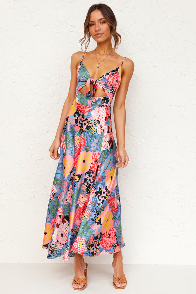 Sweety Summer Floral Print Sleeves Long Dresses