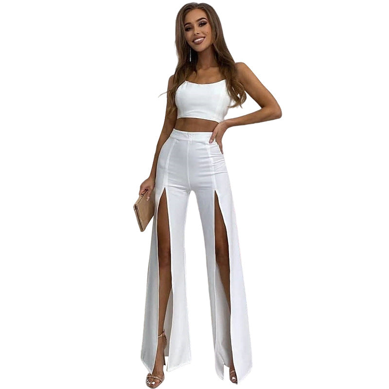 Sexy High Waist Slim Split Front Casual Pants