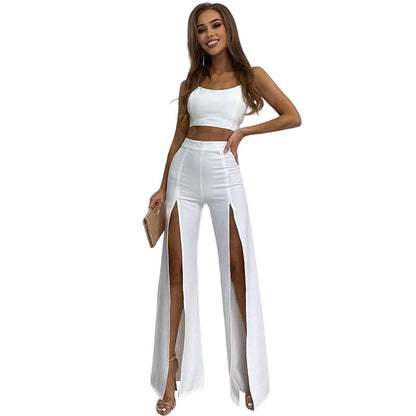 Sexy High Waist Slim Split Front Casual Pants