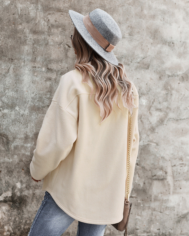 Casual Women Velvet Long Sleeves Overcoats