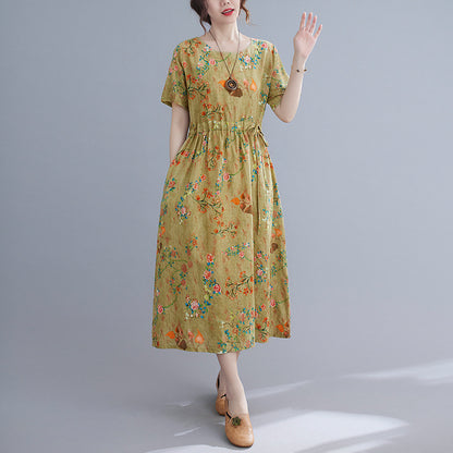 Ethinc Line Summer Half Sleeves Women Long Dresses