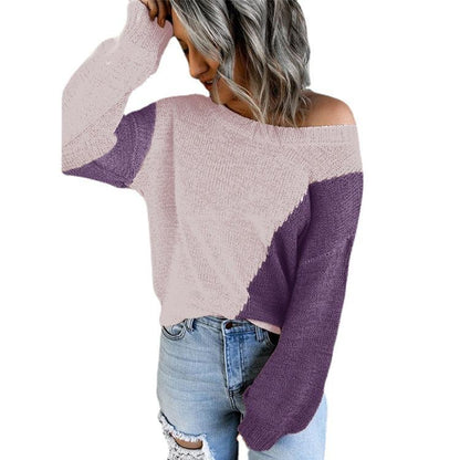 Women Knitting Irregular One Shoulder Sweaters-STYLEGOING