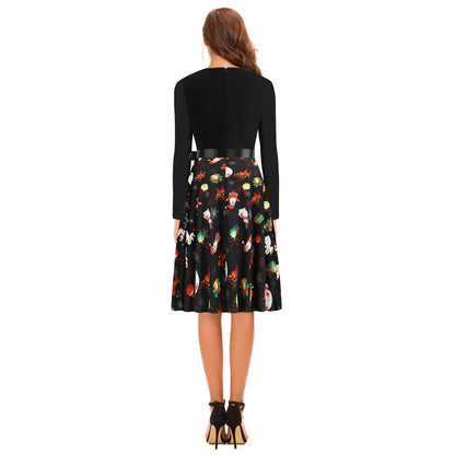 Women Long Sleeves V Neck Christmas Winter Dresses-STYLEGOING