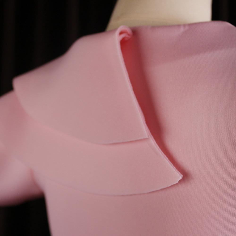 Designed Ruffled Sexy Women Pink Party Dresses