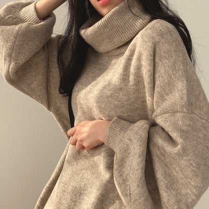 Turtleneck Knitting Long Pullover Sweaters for Women