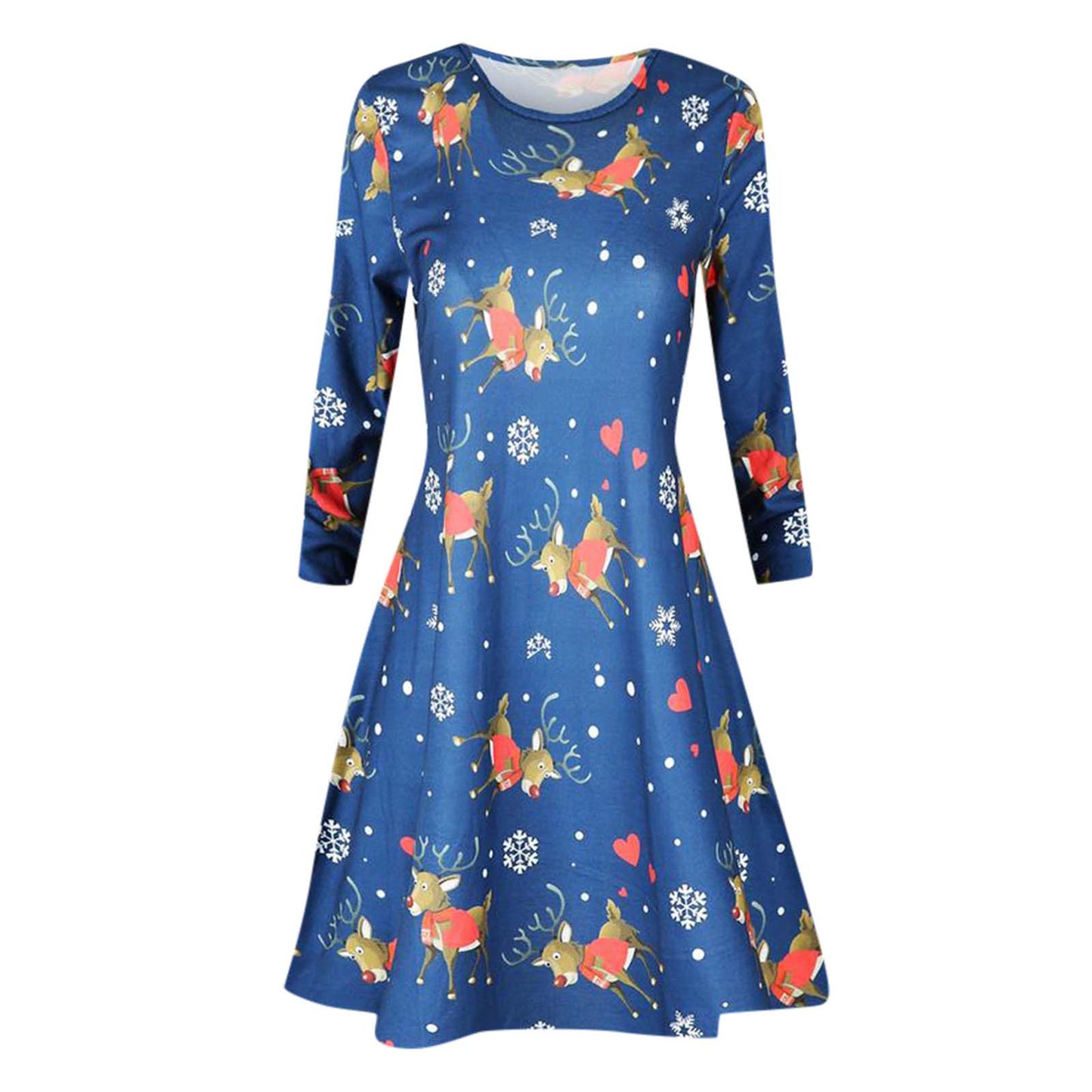 Merry Christmas Santa Claus Women Long Sleeves Dresses