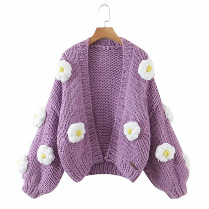 Lovely Handmade 3D Design High Waist Short Sweaters