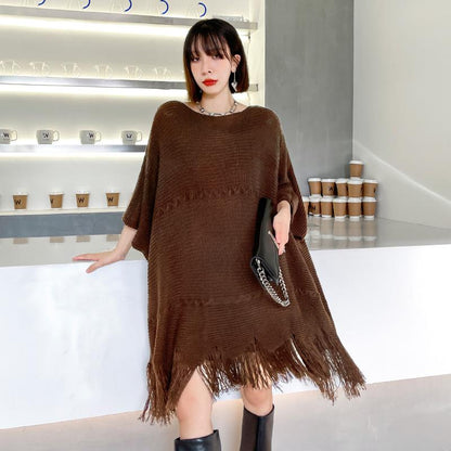 Irregular Women Batwing Casual Fall Short Knitting Dresses