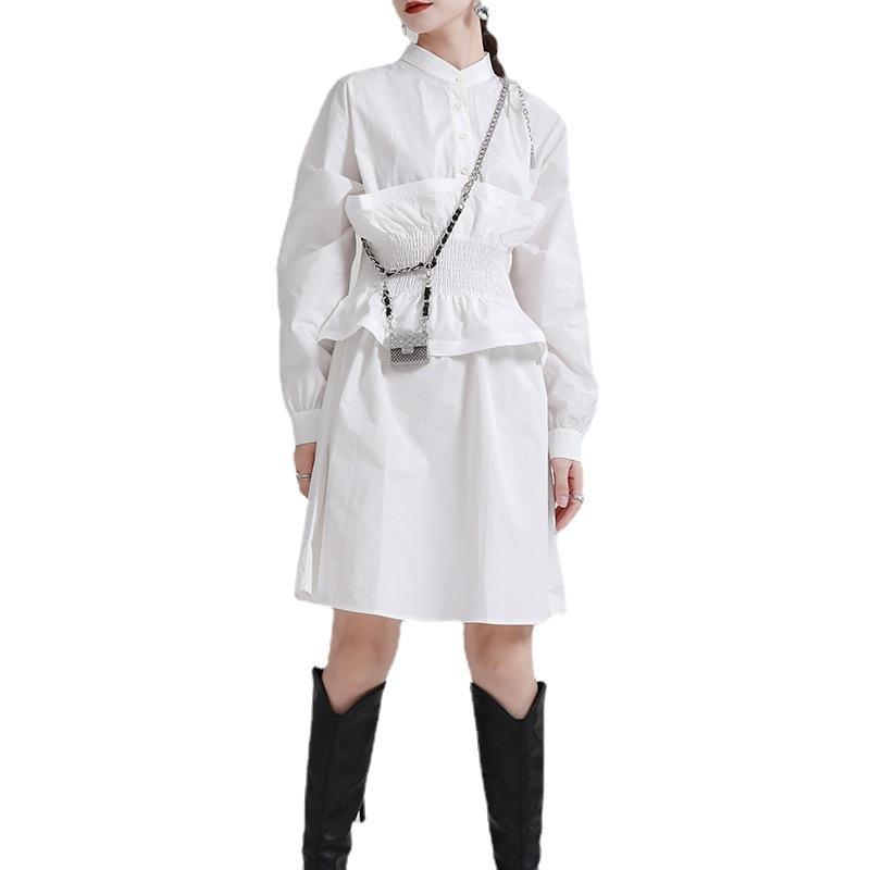 Women Ruffled Slim Waist Long Sleeves Fall Dresses