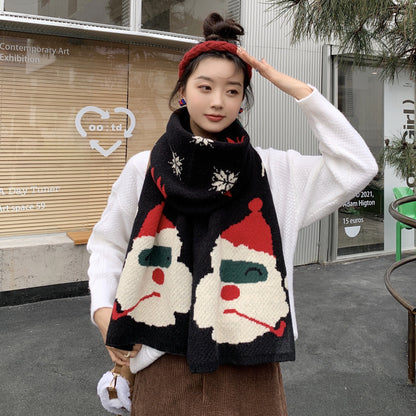 Christmas Santa Claus Knitted Winter Scarves for Gifts