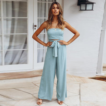 Summer Casual Strapless Backless Women Jumpsuits