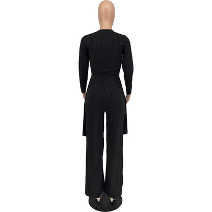 Sexy Long Sleeves Irregular Tops and Pants Set for Women
