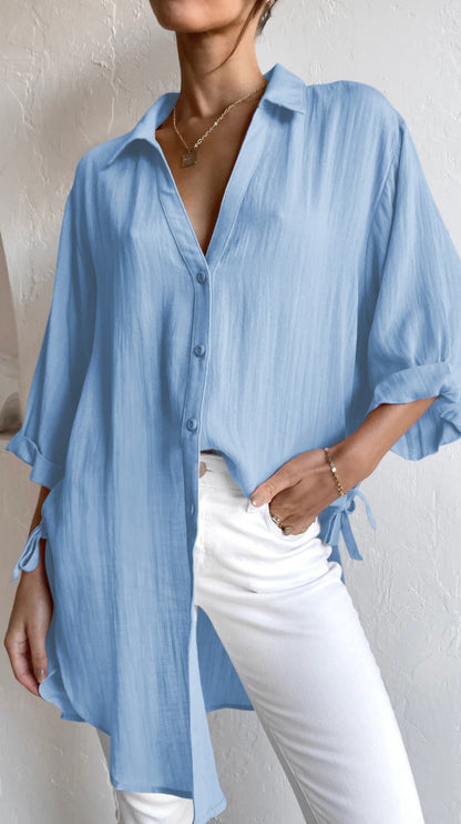 Casual Linen Women Long Shirts